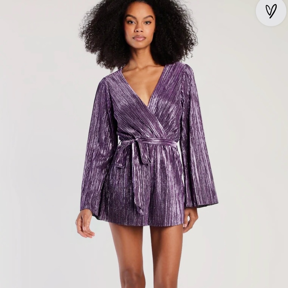 Lulus Metallic Purple Romper
